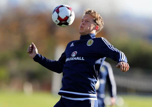 Ipswich defender Christophe Berra during a training session ahead of the England v Scotland World Cup qualifier at Wembley. Picture: Andrew Milligan/PA