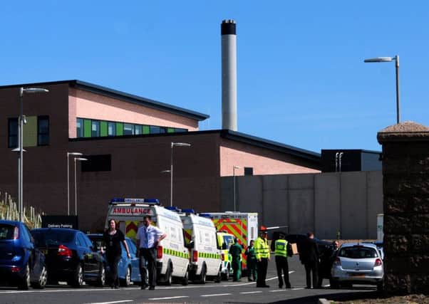 Police attending a disturbance at HMP Grampian in Peterhead in May 2014. Picture: Hemedia