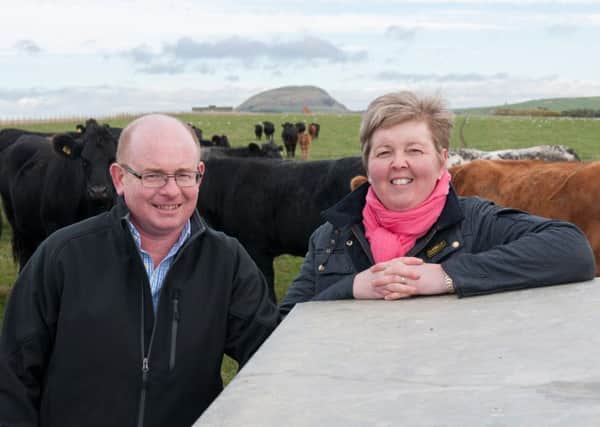 Husband and wife team Andrew and Josephine Kennedy of Seggarsdean Farm in Haddington have been shortlisted as finalists in the Scotch Beef Farm of the Year. Picture: Hector Innes Photography