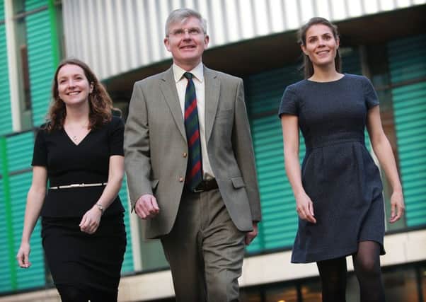 Anderson Strathern's Colin Henderson with Sarah Thurston, left, and Susie Stewart, who have recently been promoted at the law firm. Picture: Stewart Attwood