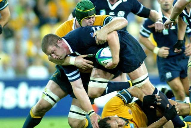 Jason White in action for Scotland against Australia in the Rugby World Cup quarter-final in Brisbane in 2003. Picture: Gareth Copley/PA