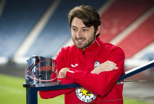 Adam Barton of Partick Thistle receives the Ladbrokes Premiership Player of the Month award for October. Picture: SNS