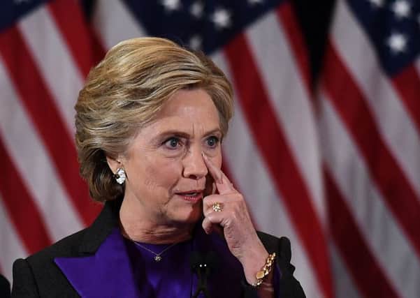 US Democratic presidential candidate Hillary Clinton pauses as she makes a concession speech after being defeated by Republican President-elect Donald Trump. Picture: AFP PHOTO / JEWEL SAMADJEWEL SAMAD/AFP/Getty Images
