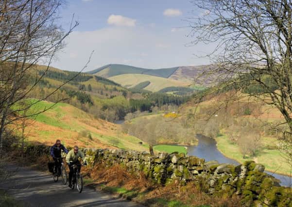 Cyclists enjoyed the scenery above the River Tweed, near Walkerburn. Picture: Stephen Whitehorne