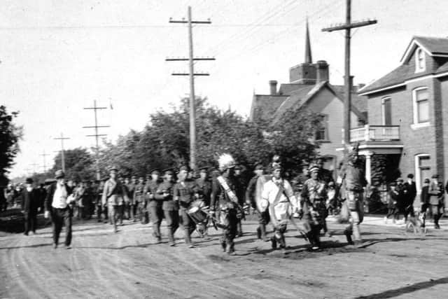 The 114th Haldimand Rifles march in Canada. Picture: Contributed