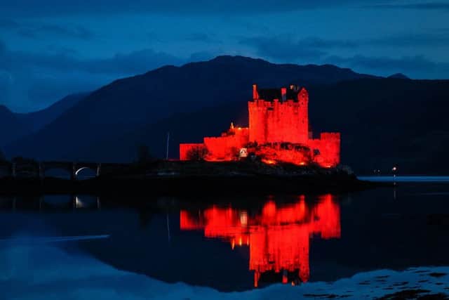 Eilean Donan Castle in red. Picture: Contributed