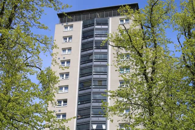 One of the recently refurbished blocks at Kingsway Court in Scotstoun. Picture: GHA