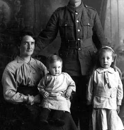 Private William Houston, of the Royal Engineers, with his wife Elizabeth and children Andrew and Mary. A foreman with Renfrewshire County Counil and a church officer, he died after being exposed to mustard gas on the Somme Front in April 1918. PIC Contributed.