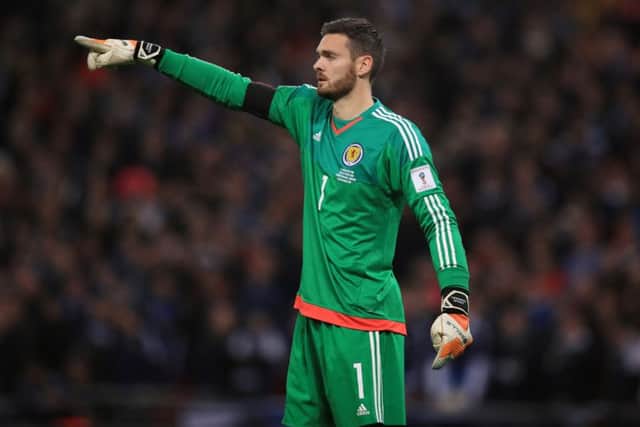 Scotland goalkeeper Craig Gordon during Friday's 3-0 defeat to England at Wembley on Friday night. Picture: Mike Egerton/PA