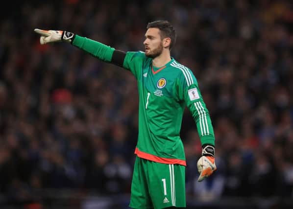 Scotland goalkeeper Craig Gordon during Friday's 3-0 defeat to England at Wembley on Friday night. Picture: Mike Egerton/PA