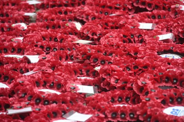 Remembrance Day parade and wreath laying at the City Chambers in Edinburgh. Picture: Greg Macvean