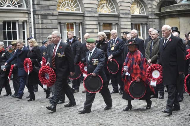 Remembrance Day parade in Edinburgh. Picture: Greg Macvean