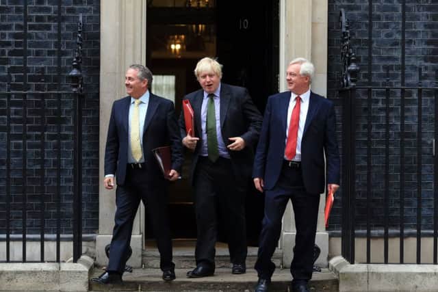 International Trade Secretary Liam Fox, Foreign Secretary Boris Johnson and Brexit Secretary David Davis. Picture: Gareth Fuller/PA Wire