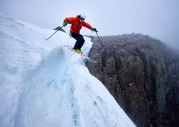 Blair Aitken skiing close to the edge on Ben Nevis PIC: Hamish Frost