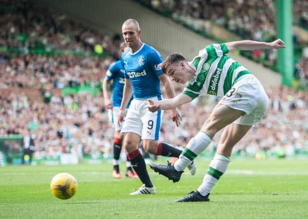 Kieran Tierney has been pushed forward to create an unorthodox 3-5-2 system at Celtic. Picture: John Devlin