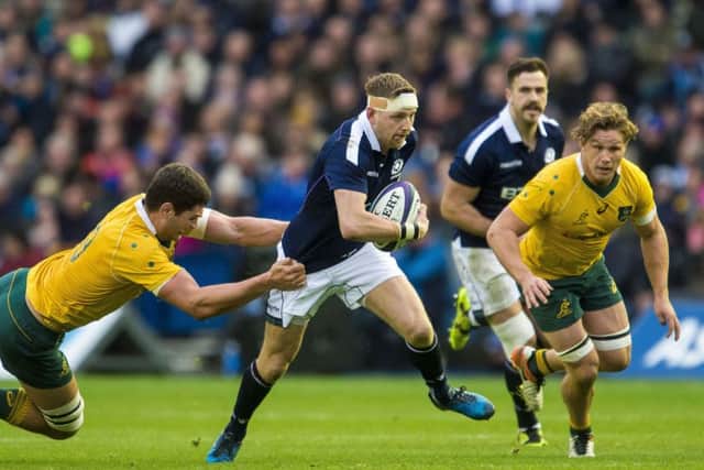 Finn Russell still wears protection on his head but showed on Saturday that he is firing on all cylinders with a scintillating show at stand-off