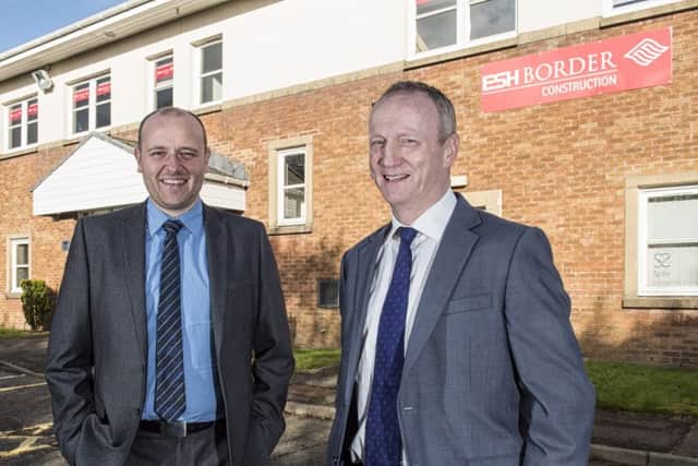 Esh Border's Scottish boss Simon Phillips, right, with business development manager Euan McDermott at the builder's new Livingston office. Picture: Christian Cooksey