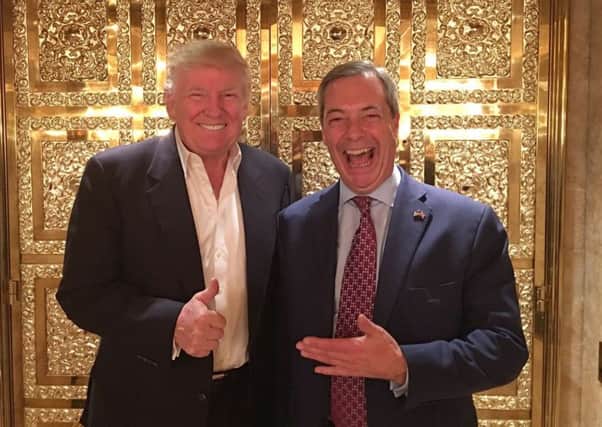 The glitzy lifestyle of Donald Trump, seen here with Nigel Farage, is alien to those who voted for him. Picture: PA