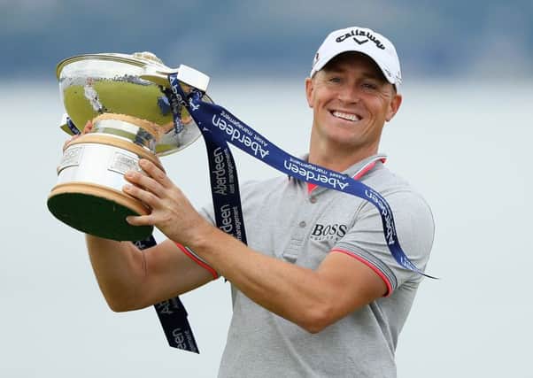 Alex Noren celebrates victory at the AAM Scottish Open this year. Picture: Getty Images