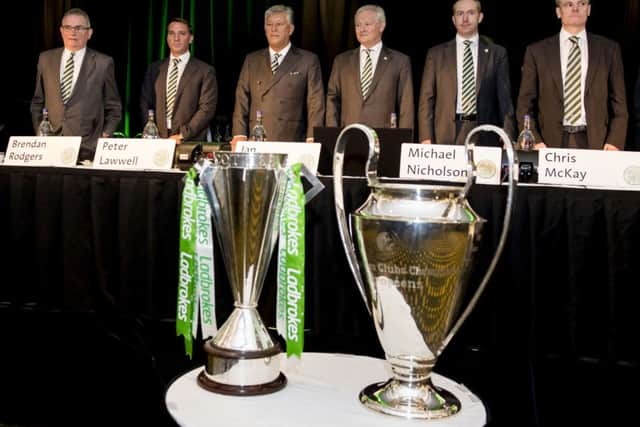 The Celtic board with manager Brendan Rodgers, second from the left. Picture: SNS