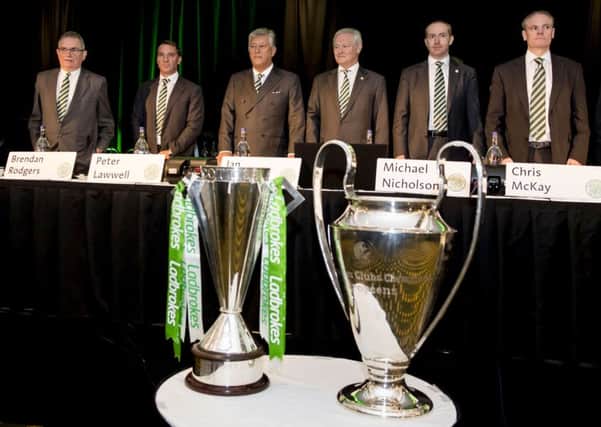 The Celtic board with manager Brendan Rodgers, second from the left. Picture: SNS