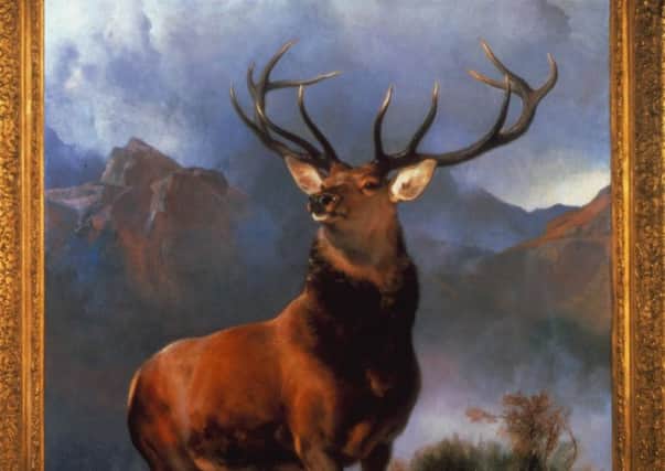 The Monarch of the Glen is an oil-on-canvas painting of a red deer stag completed in 1851 by the English painter Sir Edwin Landseer
