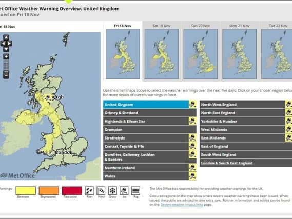 The Met Office's severe weather warning area for ice tonight. Picture: Met Office
