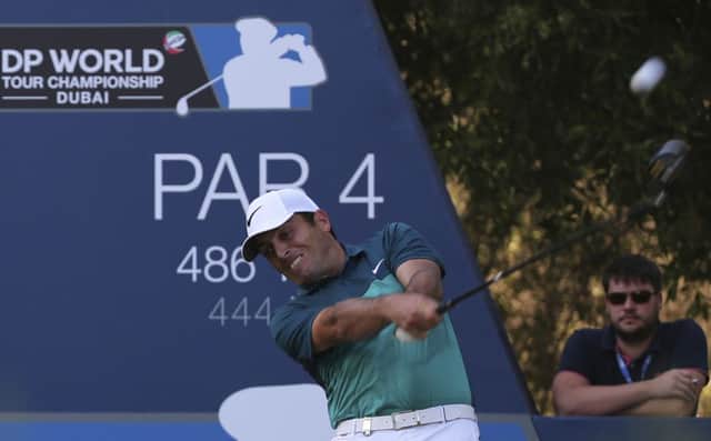Francesco Molinari shares the lead with Sergio Garcia at the halfway stage in the DP World Tour Championship in Dubai. Picture: AP