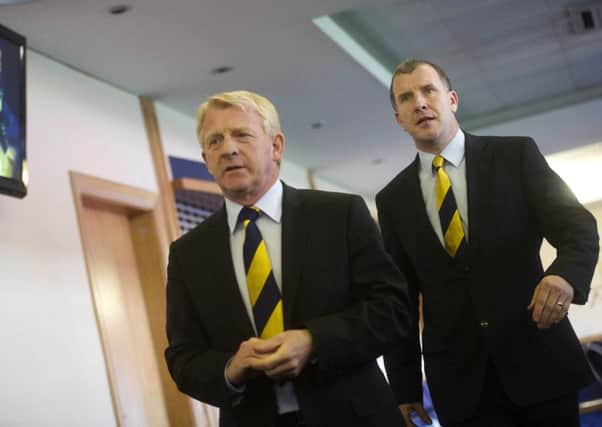 Gordon Strachan, left, has been given the backing of Stewart Regan, right, and the SFA board. Picture: SNS