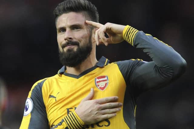 Olivier Giroud celebrates his equaliser. Picture: AP