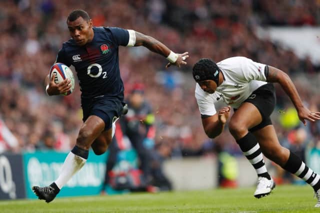 England's wing Semesa Rokoduguni  runs into score their third try at Twickenham. Picture: Adrian Dennis/Getty