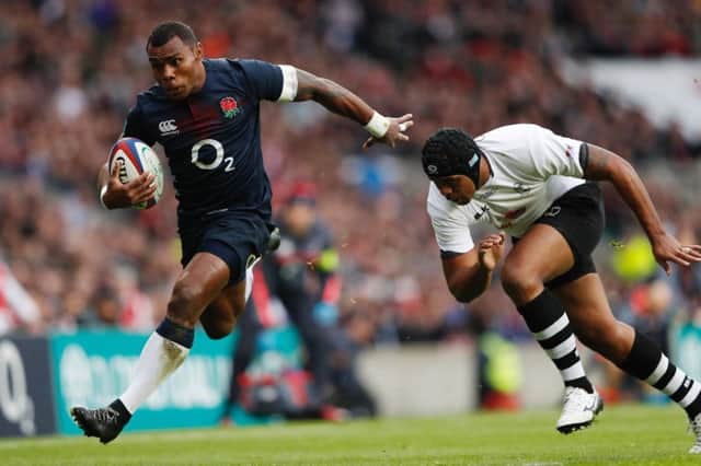 England's wing Semesa Rokoduguni runs into score their third try at Twickenham. Picture: Adrian Dennis/Getty