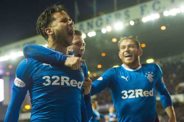 Rangers' Harry Forrester celebrates scoring a late winner for for his side in their 1-0 victory over Dundee. Picture: Craig Williamson/SNS