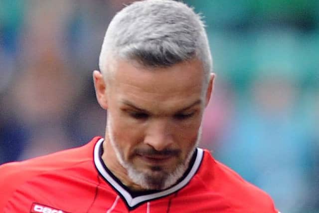Alloa manager Jim Goodwin had a day to forget, scoring an own goal and then getting sent off. Picture: Lisa Ferguson