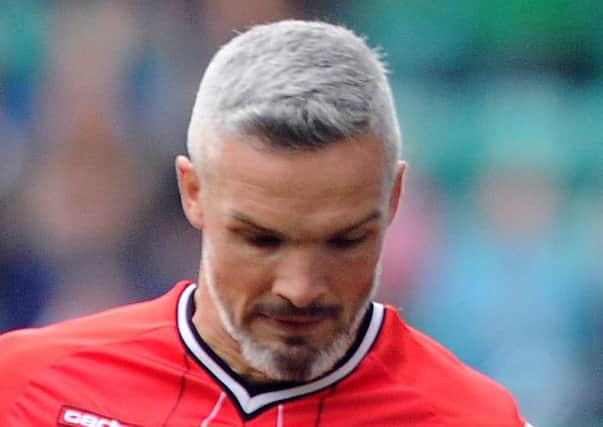 Alloa manager Jim Goodwin had a day to forget, scoring an own goal and then getting sent off. Picture: Lisa Ferguson