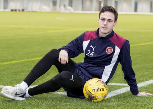 Hearts full-back Liam Smith takes a break from his preparations for Monday's Premiership match at Hamilton. Picture: Alan Rennie/SNS