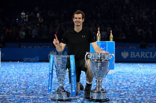 Andy Murray celebrates winning the championship during day eight of the Barclays ATP World Tour Finals at The O2, London. Picture: Adam Davy/PA Wire