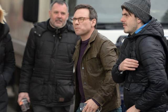 Hollywood actor Christian Slater in Glasgow city.Picture: SWNS