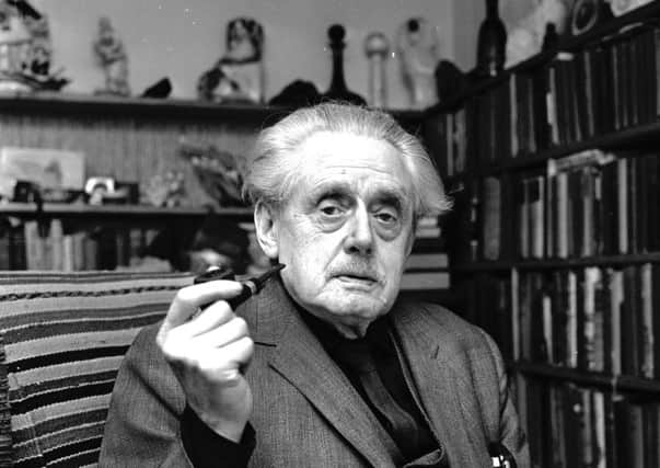 Hugh MacDiarmid at home with pipe in August 1972. PIC Hamish Campbell/TSPL.