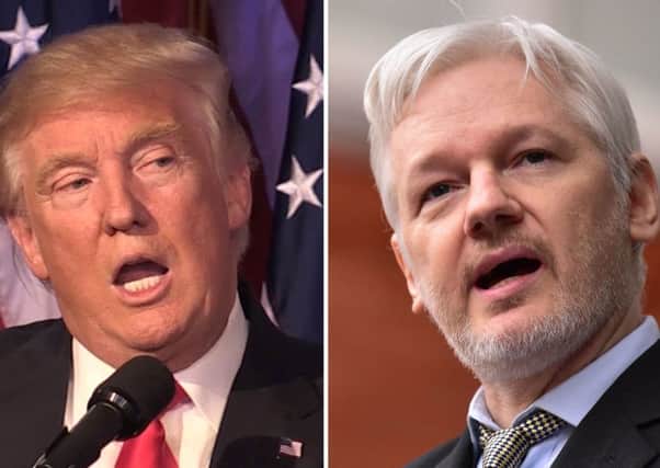 Donald Trump (left) and Julian Assange are in the running for Time magazine's person of the year. Picture: PA