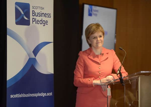 Nicola Sturgeon launches the business pledge. Picture: Julie Bull