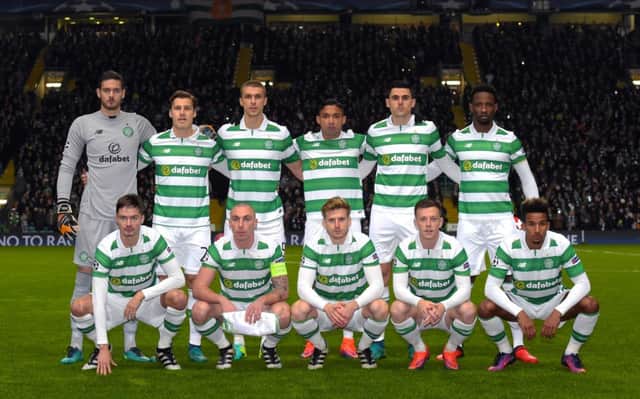 The Celtic starting XI prior to kick-off. Picture: SNS