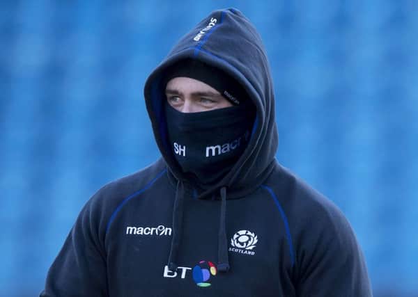 Scotland's Stuart Hogg wraps up at Rugby Park on the eve of the match. Picture: Alan Harvey/SNS/SRU