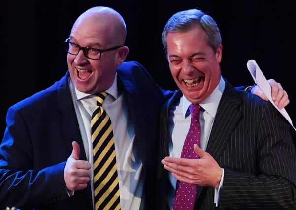 Paul Nuttall with the man who he has replaced as Ukip leader, Nigel Farage