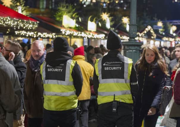 Security guards at this years German Market in Edinburgh. Picture: Ian Rutherford