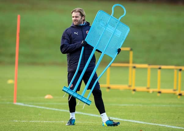 Hearts head coach Robbie Neilson takes training at Oriam, Edinburgh.