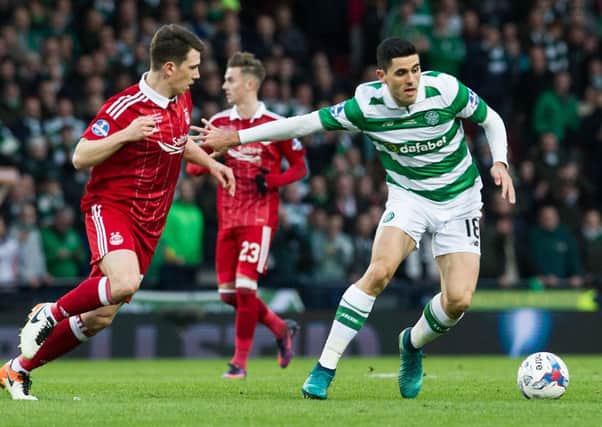 Tom Rogic, right, excelled for Celtic as the Parkhead side lifted the League Cup. Picture: John Devlin
