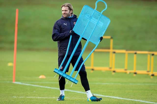 Hearts head coach Robbie Neilson took training at Oriam before heading south for talks with MK Dons. Picture: SNS.