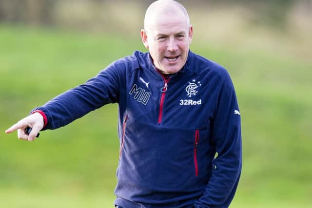 Mark Warburton takes training ahead of his side's meeting with Hearts tomorrow. Picture: SNS