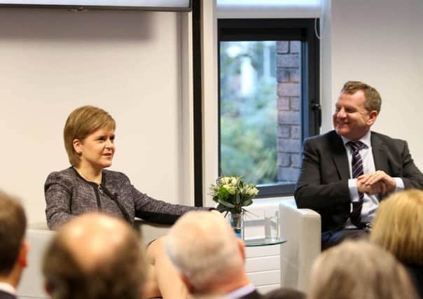 Nicola Sturgeon, here addressing a meeting of Irish business leaders  in Dublin alongside Ibec CEO Danny McCoy, has asked for Scotland to get separate powers over immigration in any Brexit deal. Picture:  Gary O'Neill/PA Wire